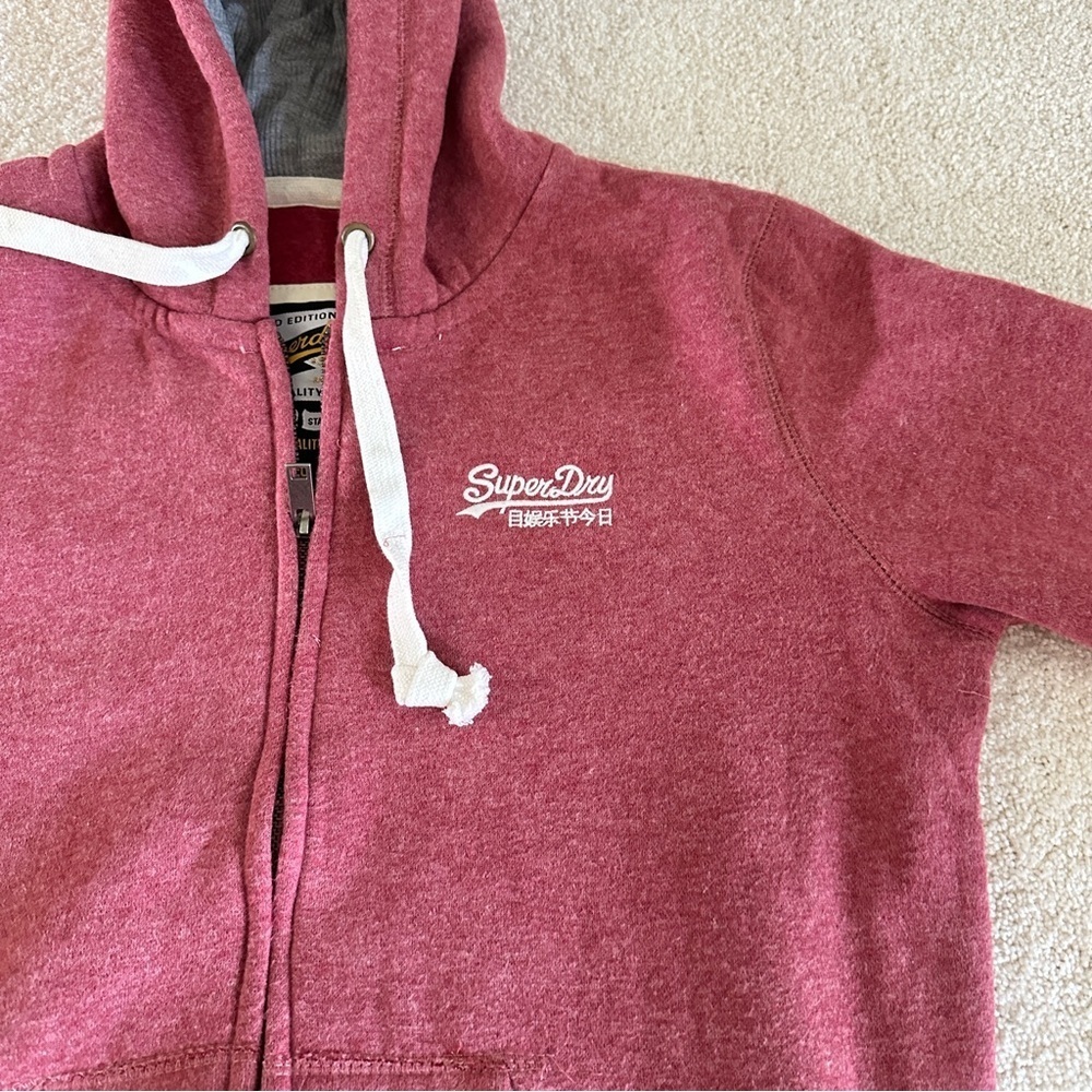 SuperDry Women’s Full Zipper Jacket Hoodie in Reddish Pink Color Sz S to M - Picture 4 of 11